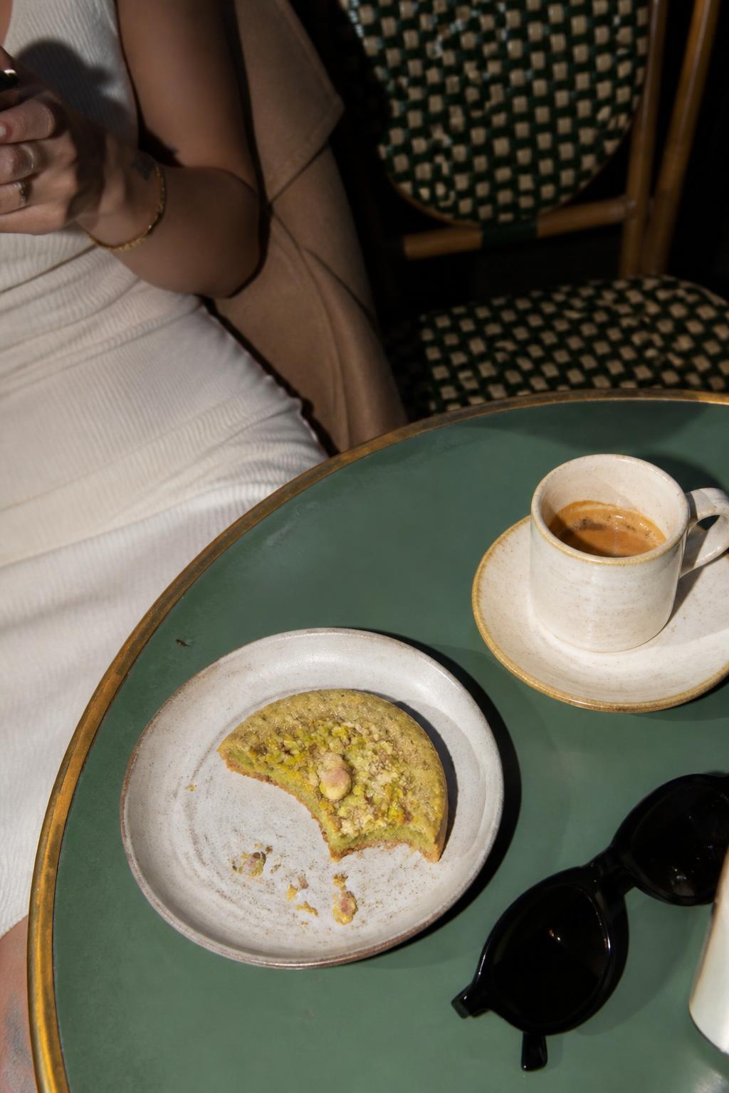 A pistachio cookie with espresso